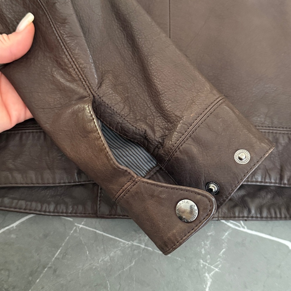 Banana Republic Men's Brown Leather Jacket Classic - Picture 9 of 9